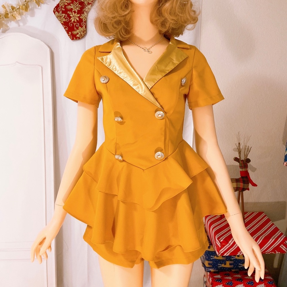 Peplum Button Set Blouse + Pants